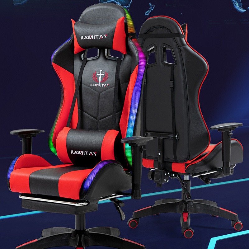 Esports Gaming Cafe - Ergonomischer Gaming-Stuhl, verstellbare Rückenlehne, höhenverstellbar, Internetcafé-Stuhl,