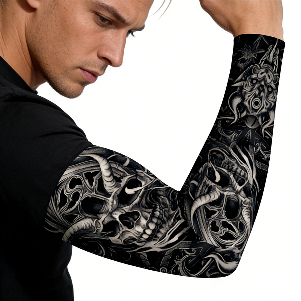 Esports Gaming Arm Sleeve - 2 Stück Outdoor-Sport-Tattoo-Armstulpen, Sonnenschutz, nahtloser, atmungsaktiver