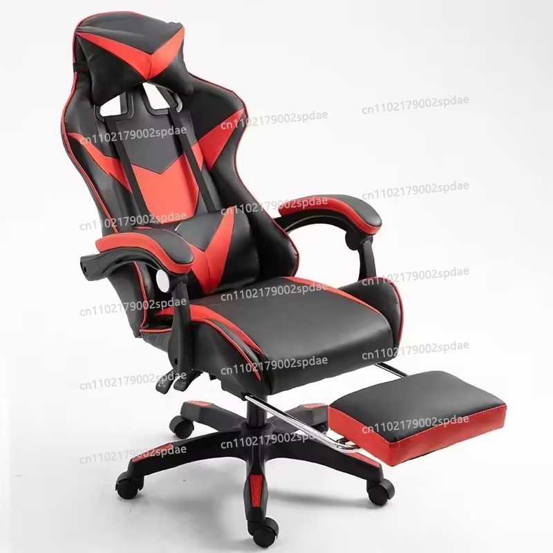 Esports Gaming Cafe - # Gaming-Stuhl mit Fußstütze, Home-Office-Gaming-Internetcafé-Stuhl, E-Sport-Stuhl