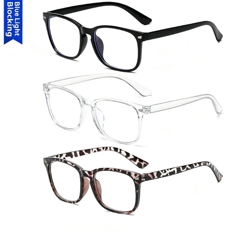 Gaming Glasses Blue - 1/2/3 Stück quadratische Anti-Blaulicht-Brille für Männer