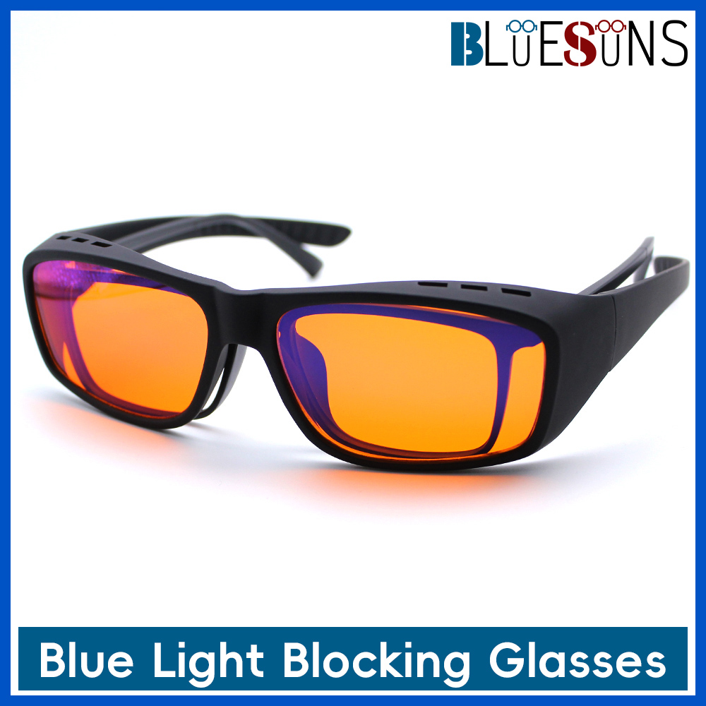 Gaming Glasses Blue - Übergroße Anti-Blaulicht-Brille mit orangefarbenen und gelben