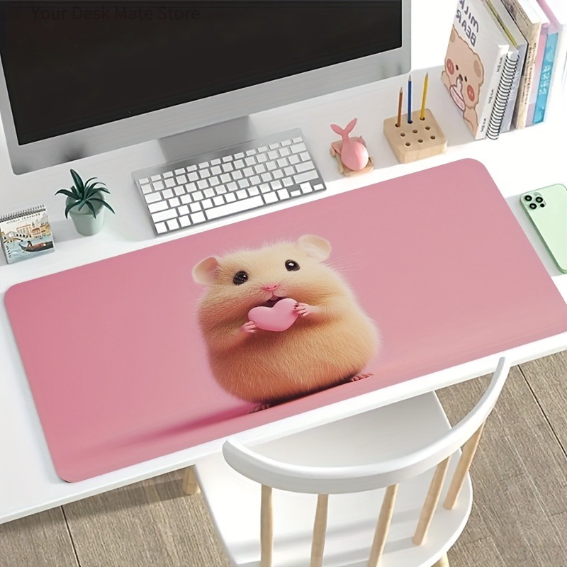 Esports Gaming Background - Mauspad mit Hamster-Hug-Herz und rosa Hintergrund,