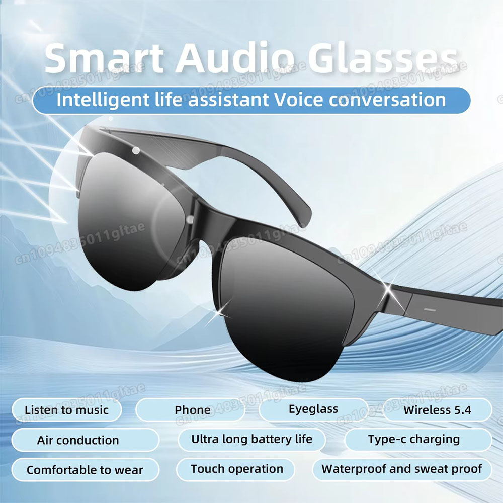 Gaming Glasses Blue - Neue Kamera-Steuerungs-Smart-Brille 2026 Musik-Sonnenbrille Kopfhörer Kabelloses